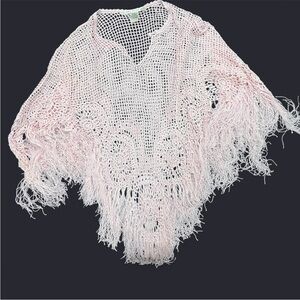 Max Studio Light Pink Fringed Poncho